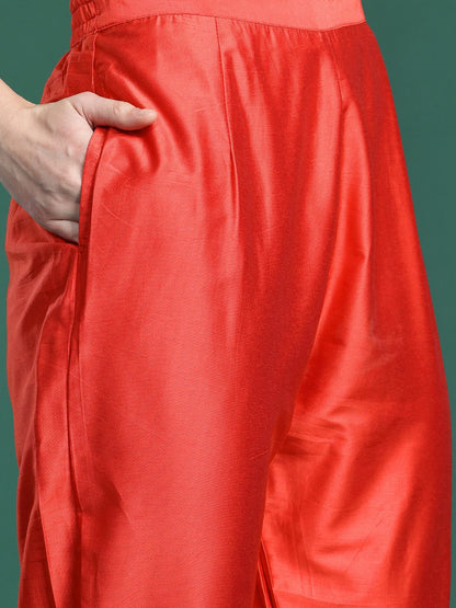 Floral Printed Sequinned Kurta with Trousers & Dupatta