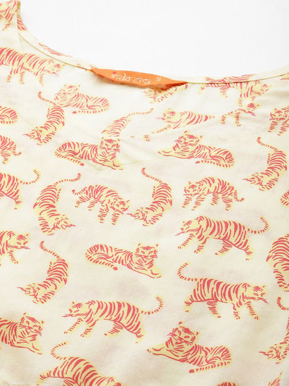 Dhiyona IE Women Printed Pure Cotton Tunic with Trousers