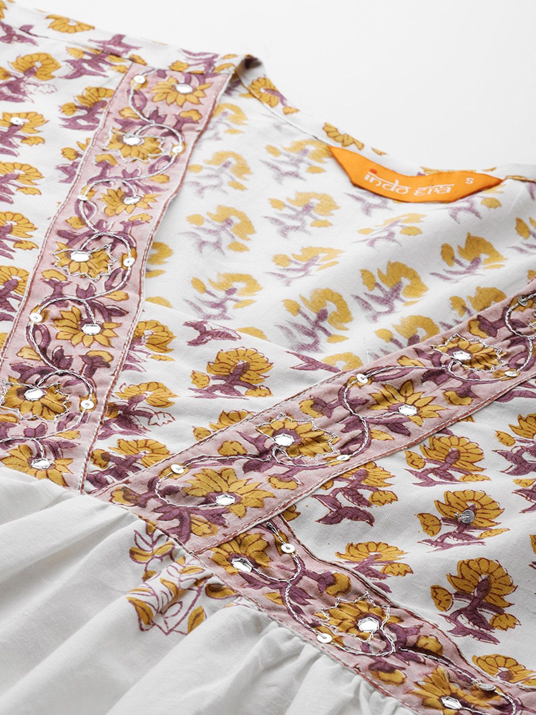 Dhiyona IE Floral Printed Empire Pure Cotton Kurta with Trousers & With Dupatta