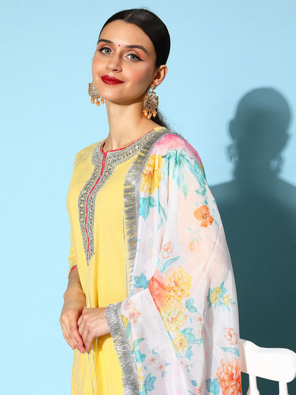 Dhiyona VA Women's Ethnic Motifs Pure Cotton Hyper Texture Kurta Set