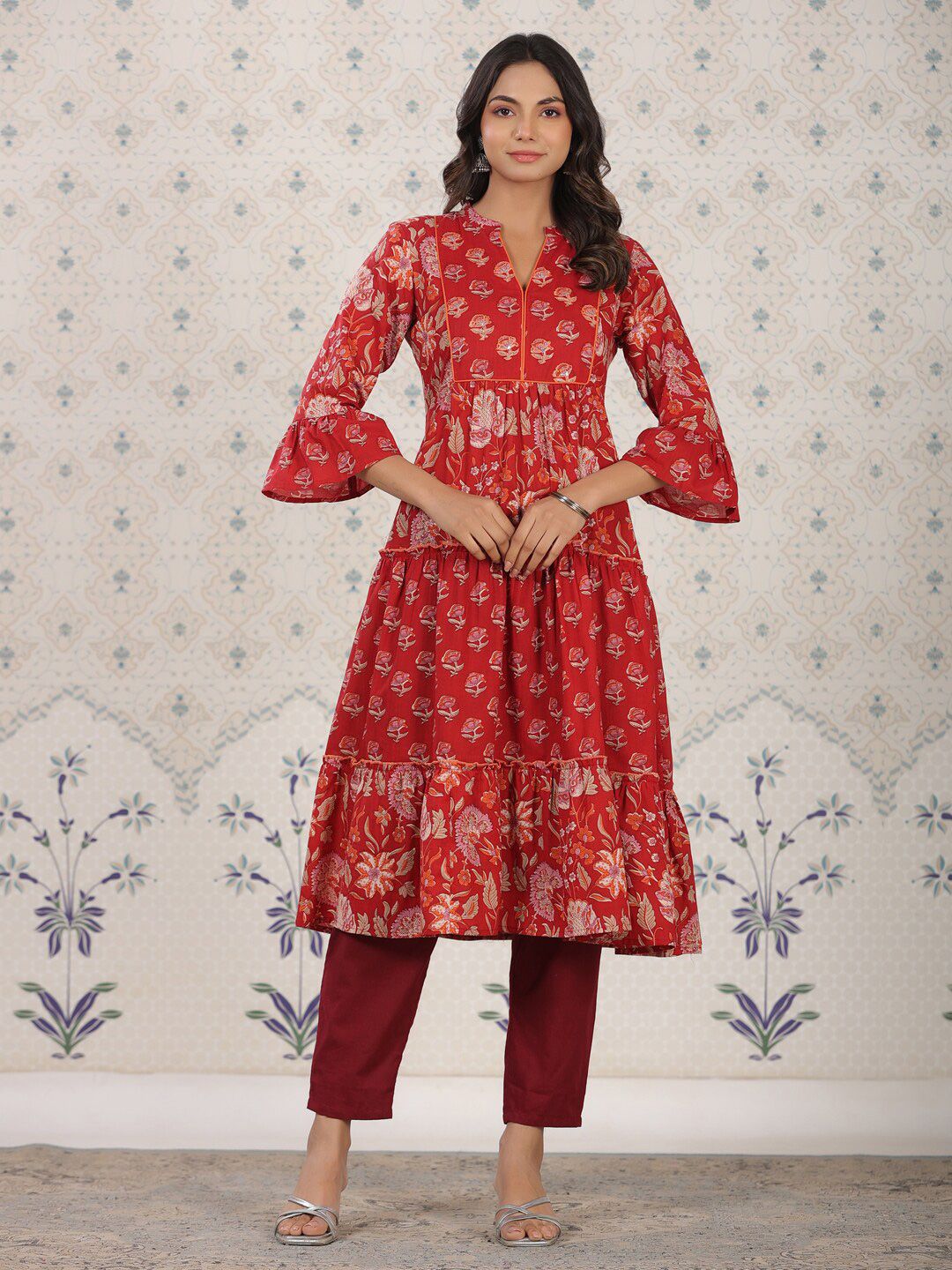 Dhiyona OD  Ethnic Motifs Printed Cotton Tiering Kurta