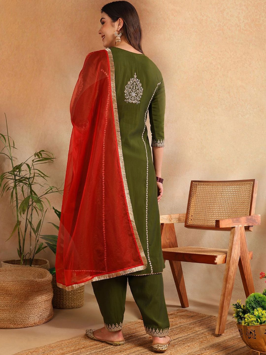 Dhiyona PD Women Women Solid Embroidered A-Line Kurta Sets