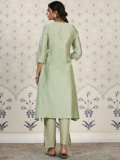 Dhiyona OD  Yoke Design Embroidered Kurta with Trousers