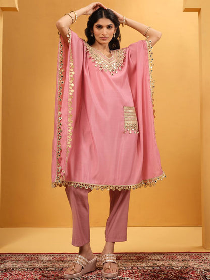 Dhiyona IS Women's Women Yoke Design Regular Mirror Work Kurta with Trousers