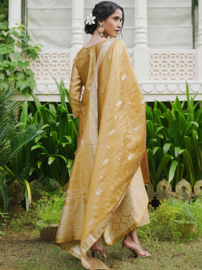 Dhiyona IE Ethnic Motifs Woven Design Straight Kurta With Trousers & Dupatta