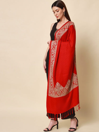 Dhiyona PA Women Red Embroidered Shawl