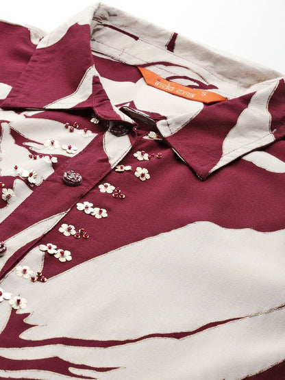 Women Floral Printed Sequinned Kurta with Trousers