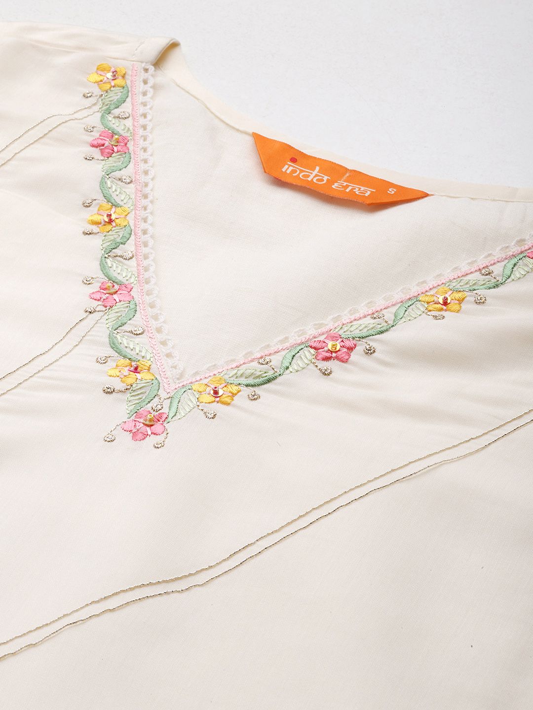 Floral Embroidered Thread Work Kurta with Trousers & With Dupatta