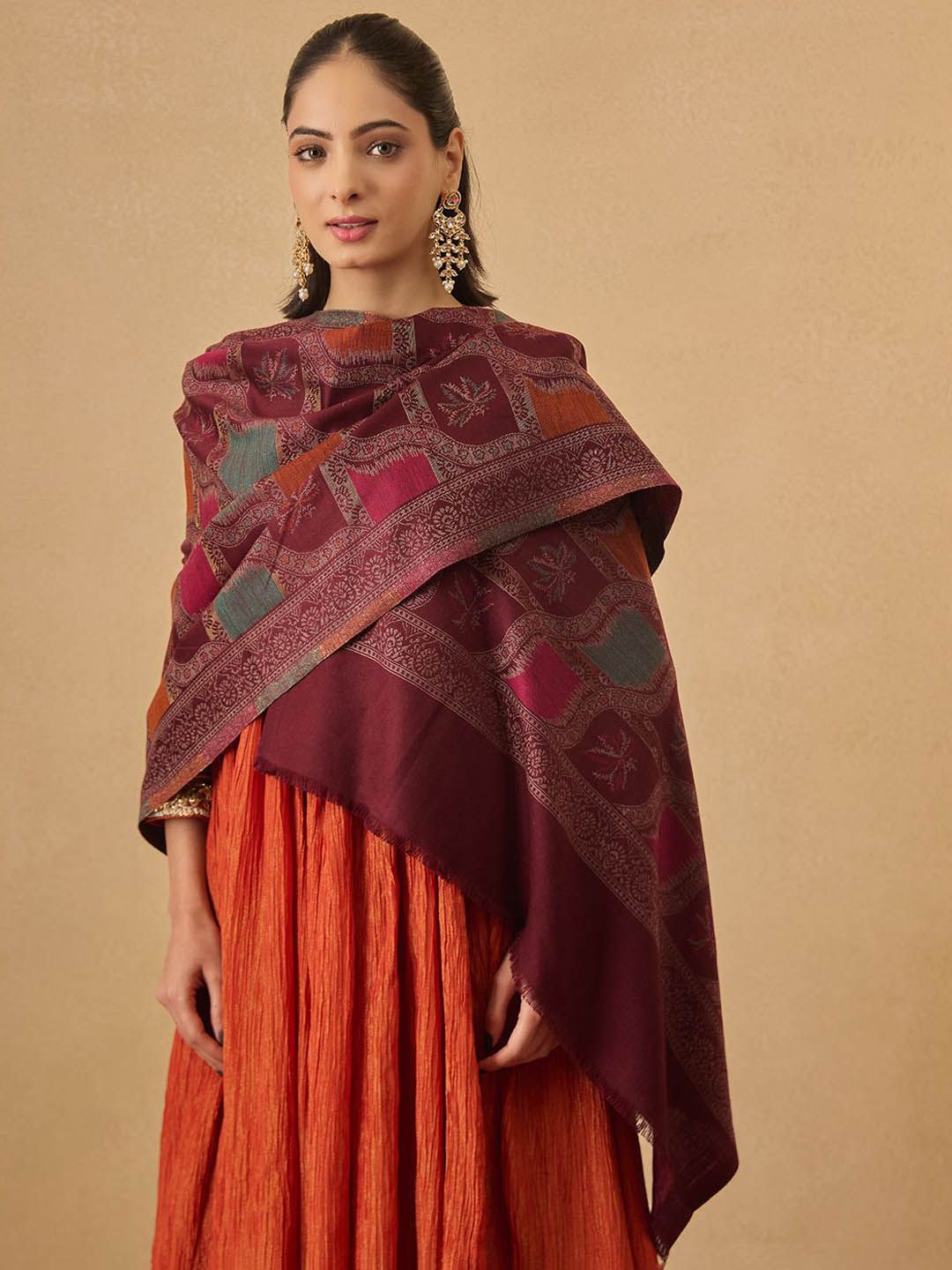 Dhiyona PA Ethnic Motifs Woven Design Shawl