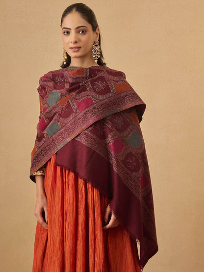 Dhiyona PA Ethnic Motifs Woven Design Shawl