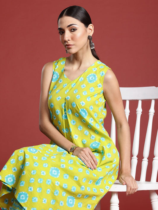 Dhiyona IE Bandhani Printed Pure Cotton Kurta with Trousers