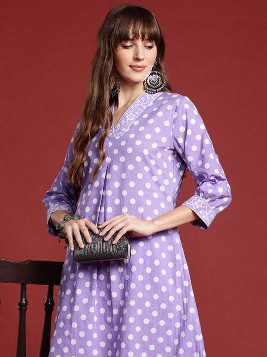 Dhiyona IE Printed Pleated Pure Cotton Kurta with Trousers