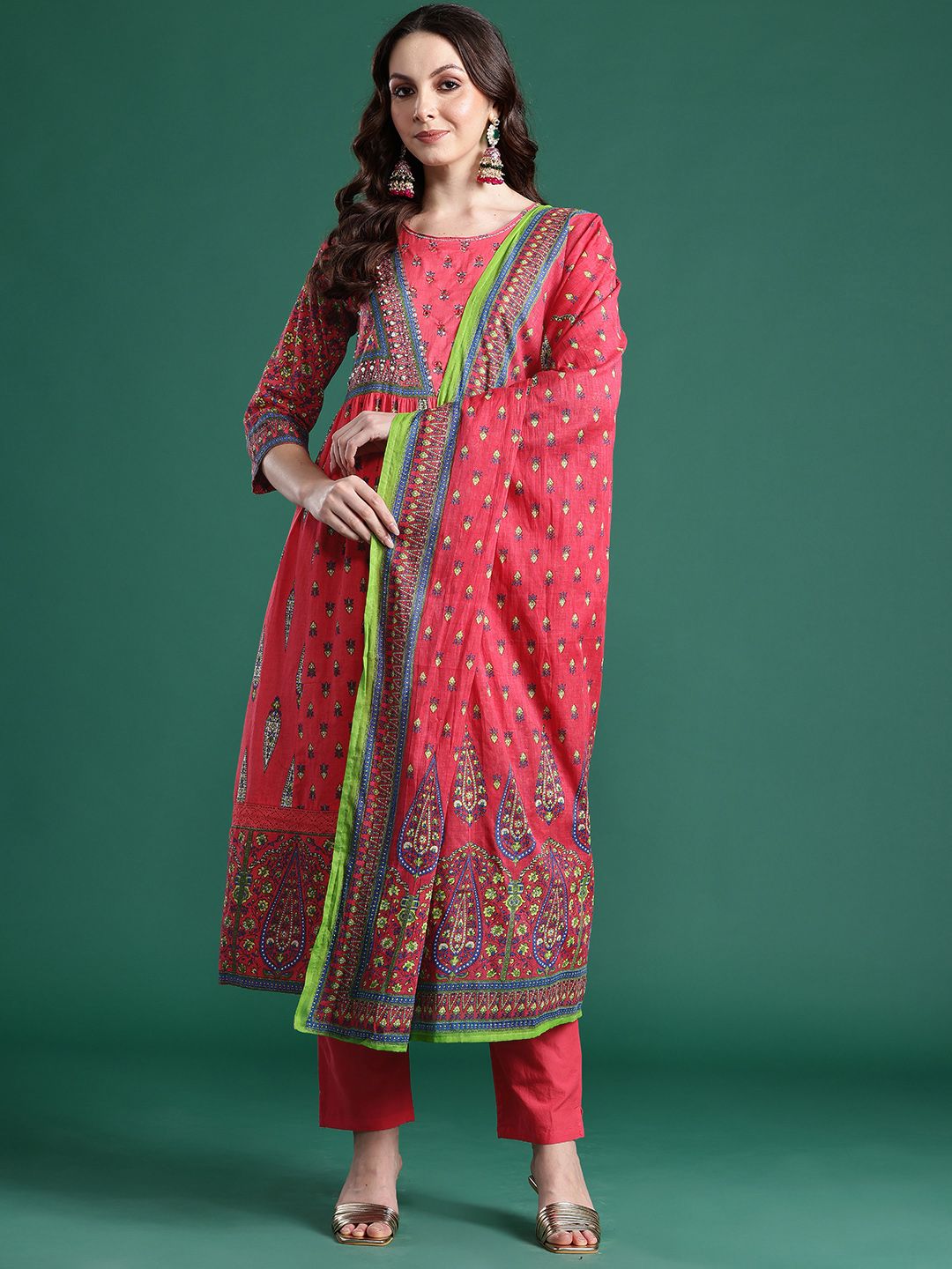 Ethnic Motifs Printed Kurta with Trousers & Dupatta