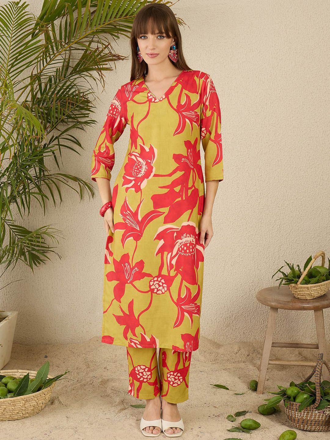 Dhiyona IE Printed Straight Tunic & Trousers Co-Ord Set