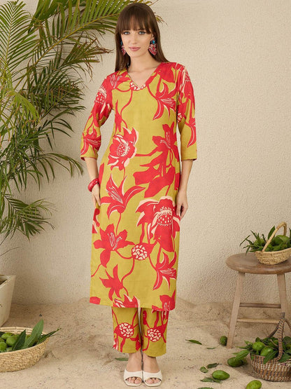 Dhiyona IE Printed Straight Tunic & Trousers Co-Ord Set