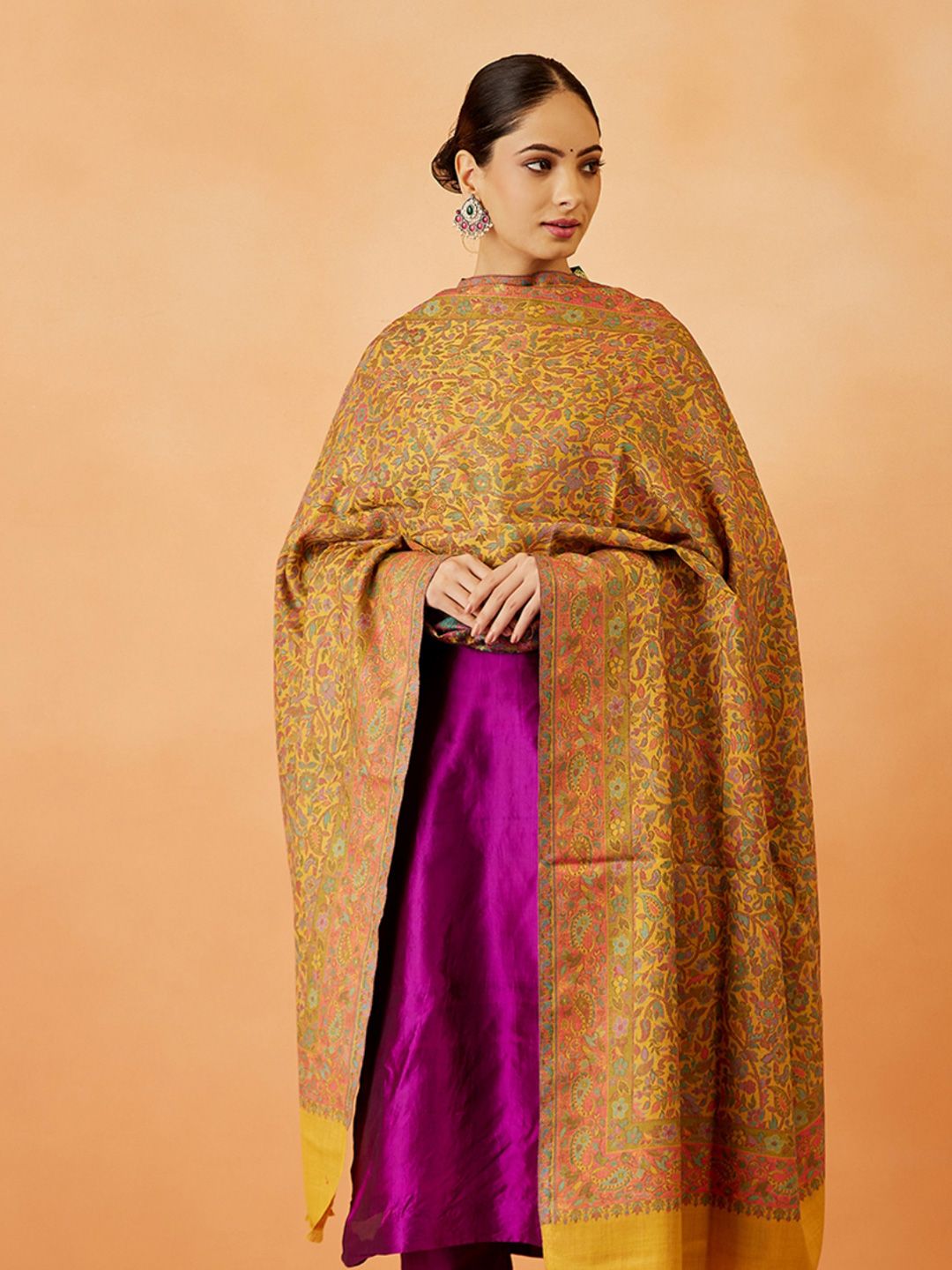 Dhiyona PA Women Floral Woven Design Shawl