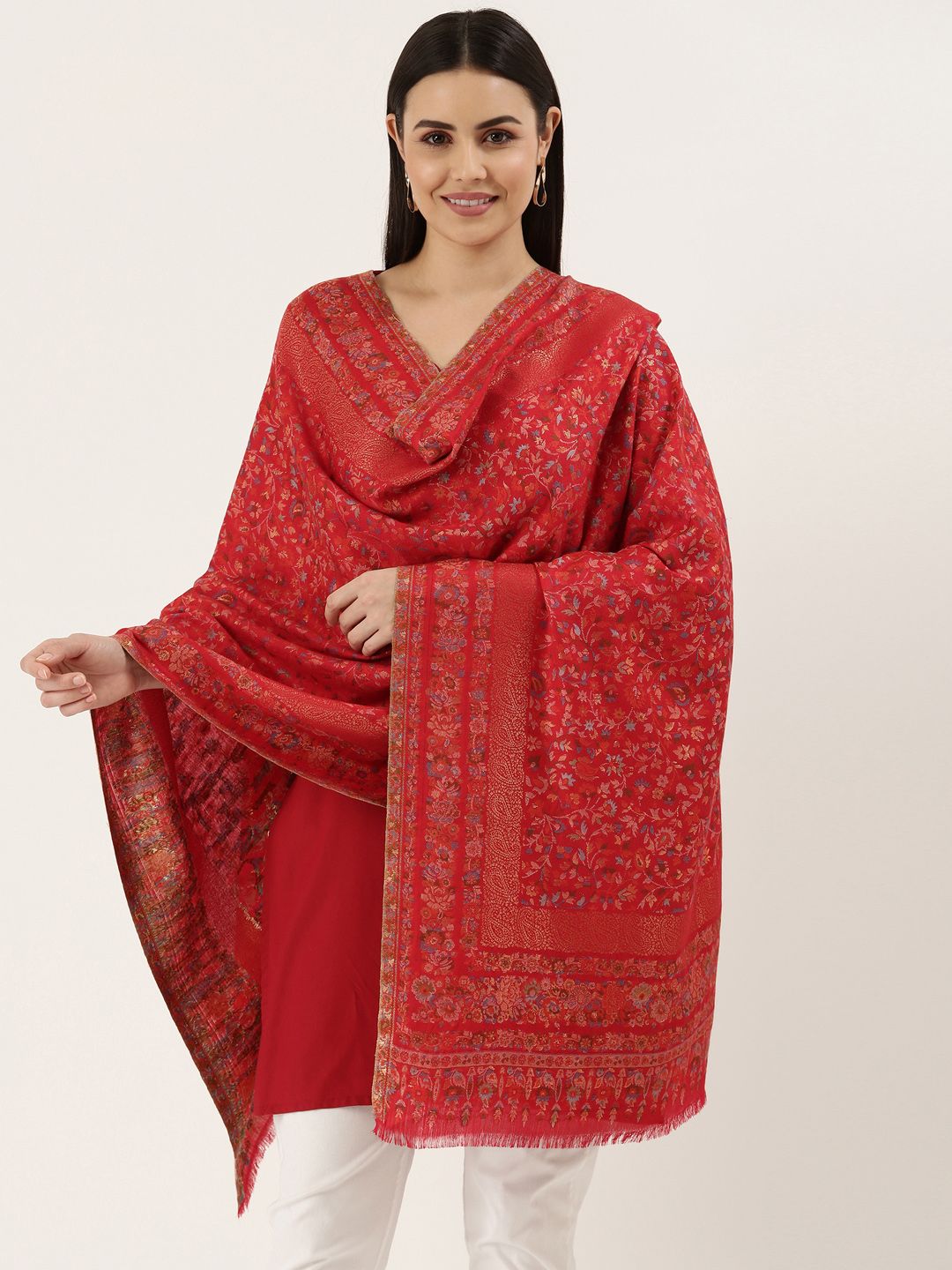 Dhiyona PA Women Red Woven Design Shawl