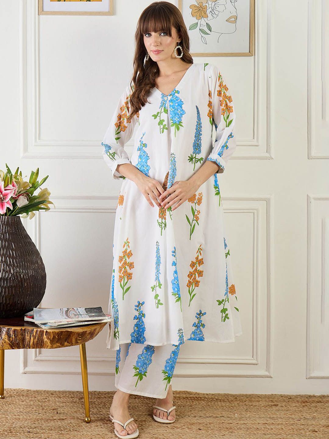 Dhiyona IE Printed Pure Cotton Tunic With Trousers Co-Ords