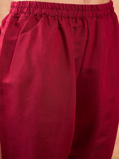 Dhiyona IE Embroidered A-Line Kurta With Trousers & Dupatta
