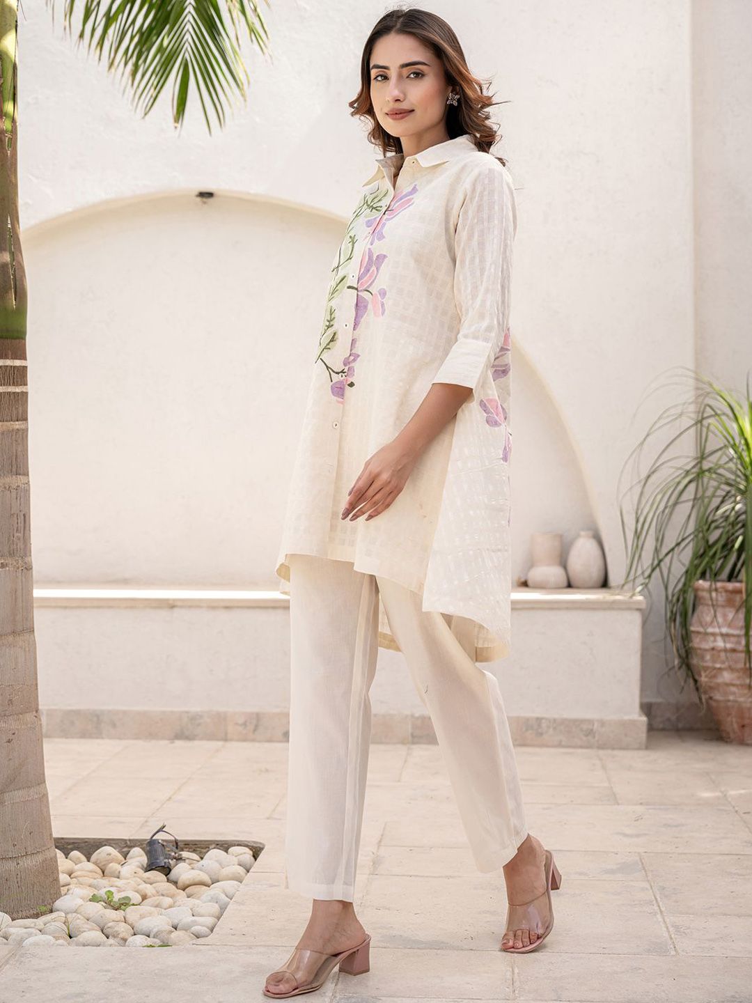 Women Floral Printed Regular Pure Cotton A-Line Kurta with Trousers