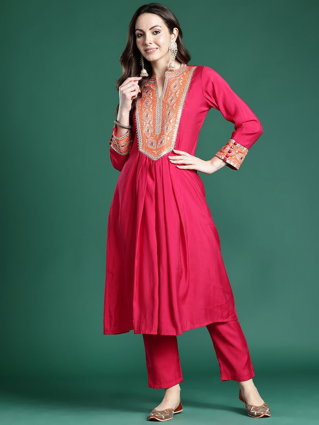 Ethnic Motifs Embroidered Kurta with Trousers