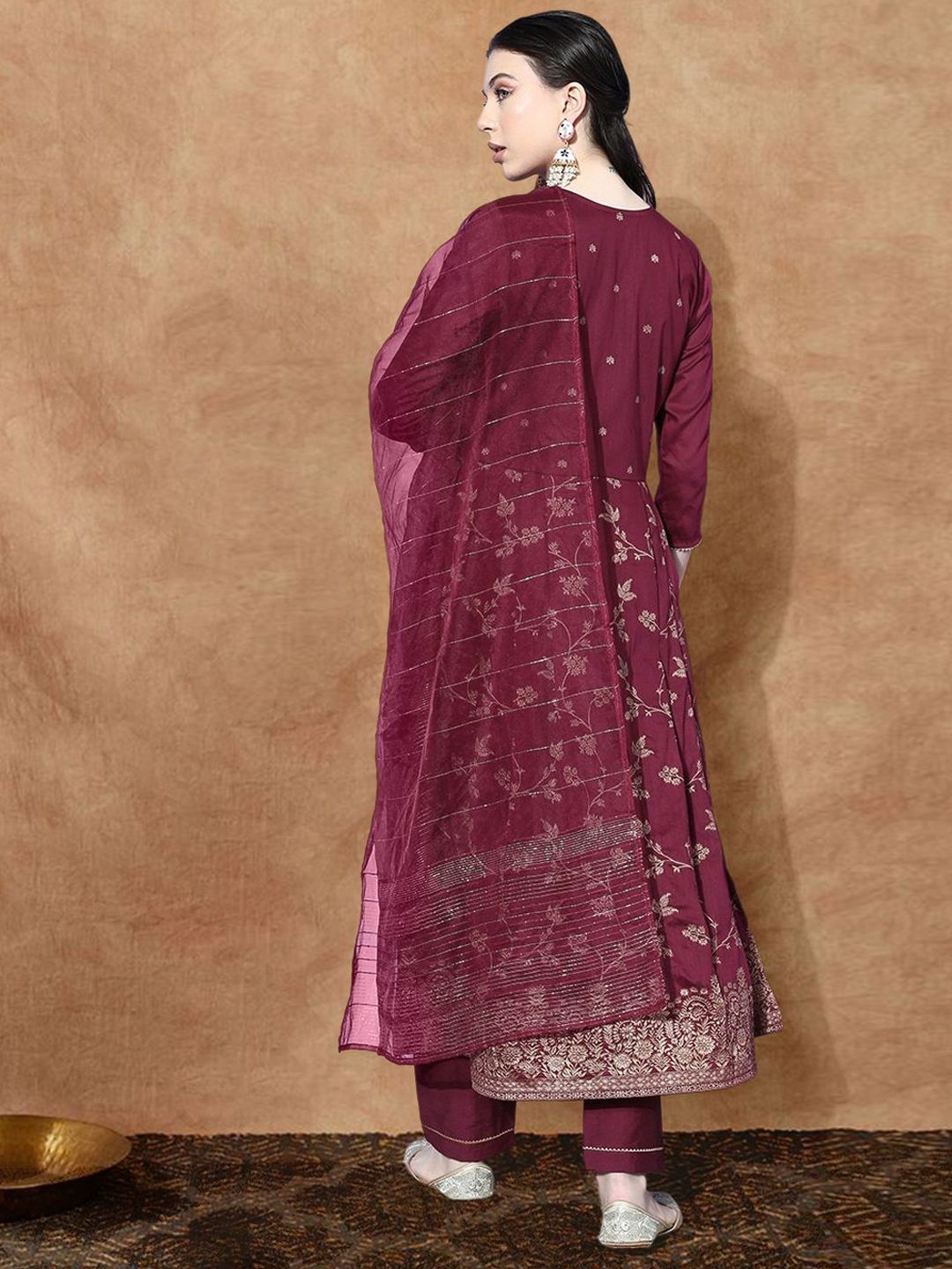 Dhiyona SN Women's Floral Woven Design Kurta with Trouser & Dupatta