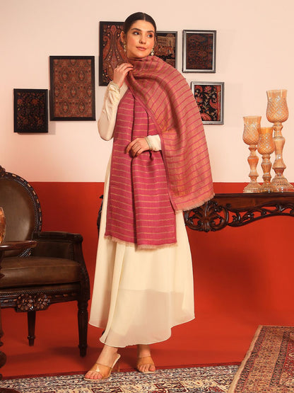 Dhiyona PA Striped Woven Design Mirage Fine Woollen Reversible Shawl