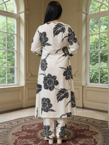 Women Floral Printed Kurta with Trousers