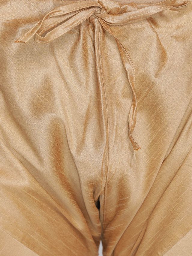 Men's Gold Silk Blend Straight Kurta Pyjama Set