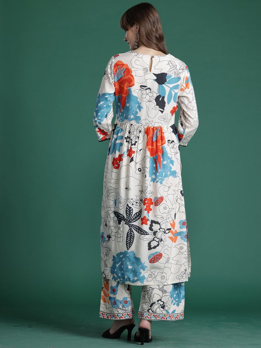 Dhiyona IE Printed Straight Tunic & Trousers Co-Ord Set