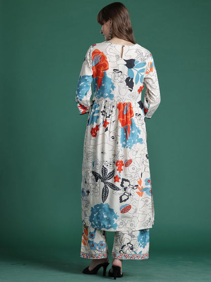 Dhiyona IE Printed Straight Tunic & Trousers Co-Ord Set