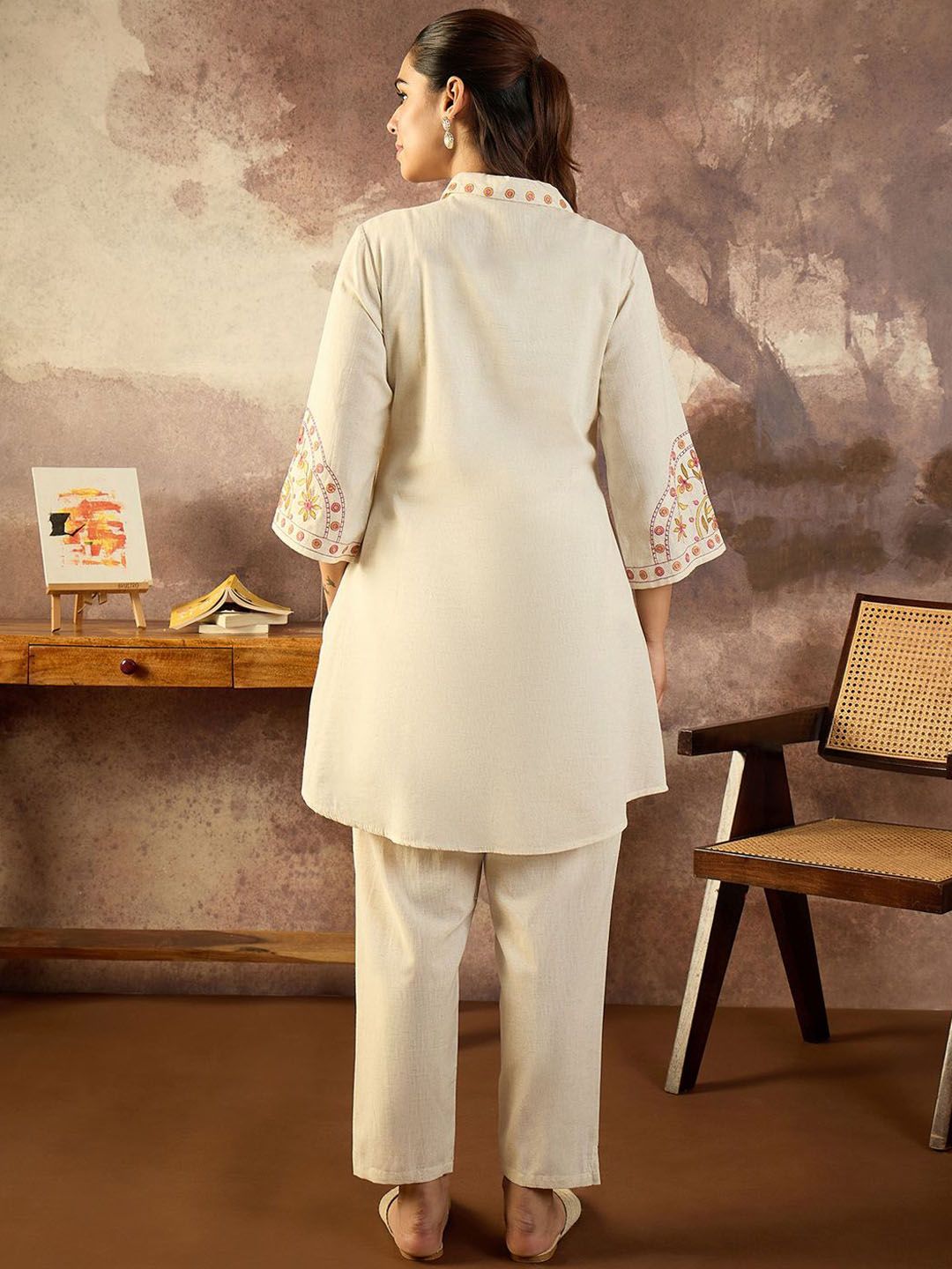 Women Ethnic Motifs Printed Cotton A-Line Kurta with Trousers