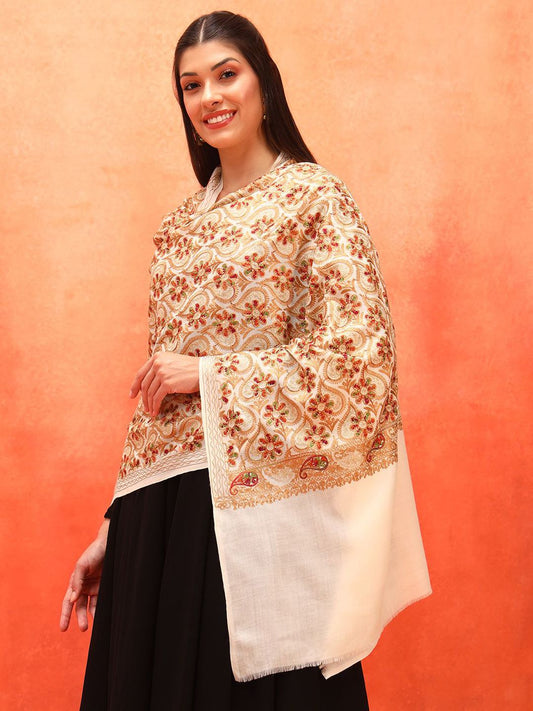 Dhiyona PA Floral Embroidered Woolen Shawl