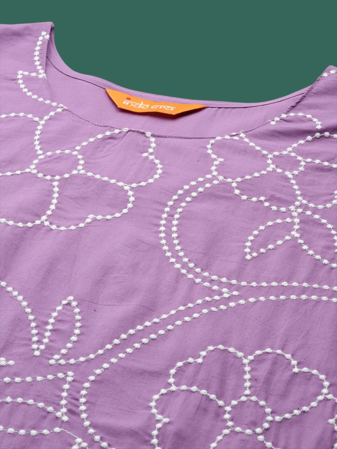 Dhiyona IE Embroidered Pure Cotton Top With Trousers Co-Ords