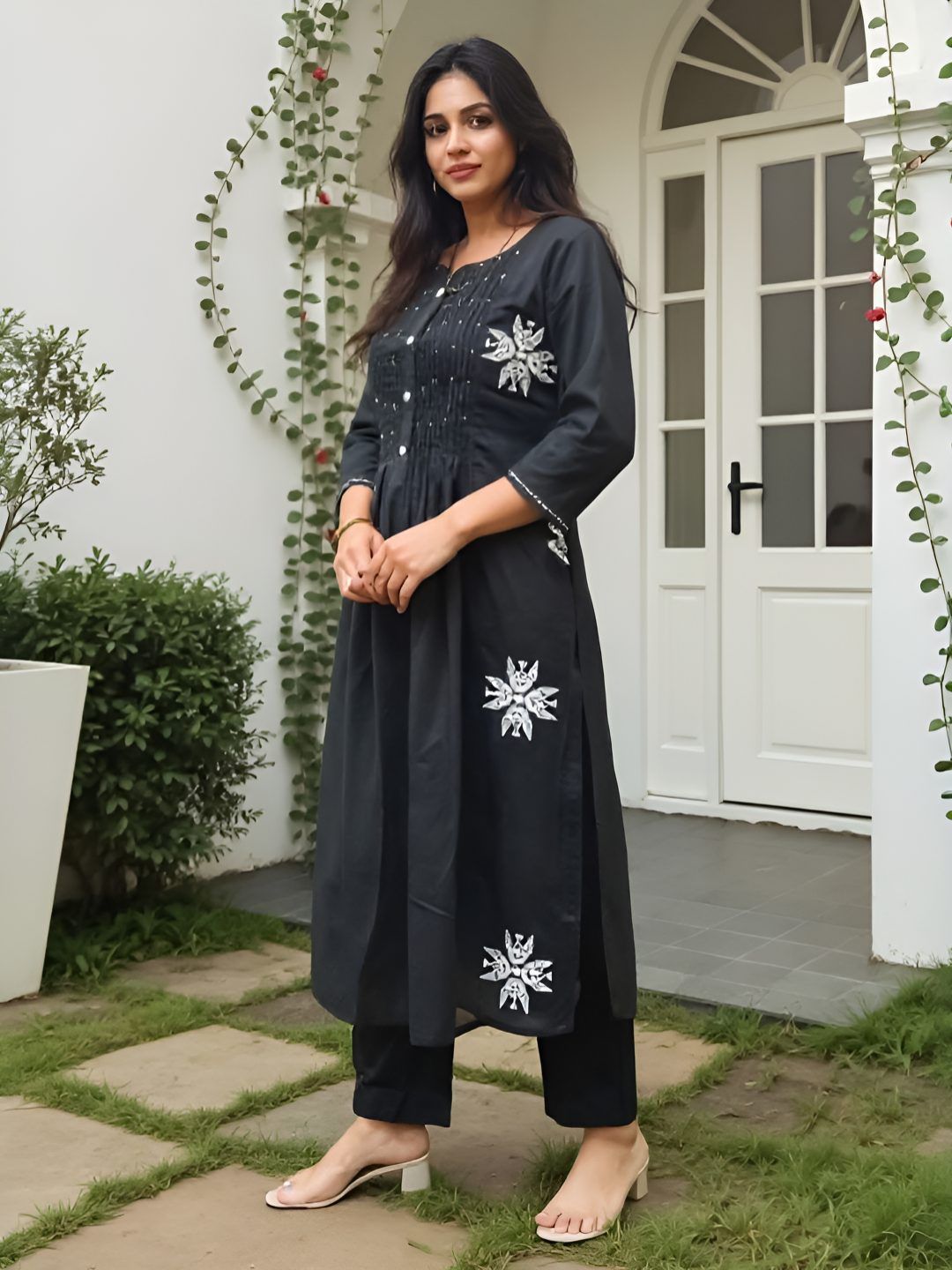 Dhiyona IE Floral Embroidered A-Line Co-Ords Set