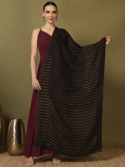 Dhiyona PA Striped Woven Design Reversible Sunehri Fine Woolen Shawl