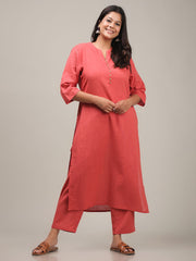 Women's Cotton Orange Straight Kurta