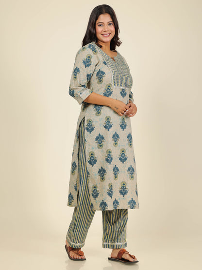 Women's Cotton Beige Straight Kurta