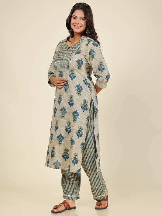 Women's Cotton Beige Straight Kurta