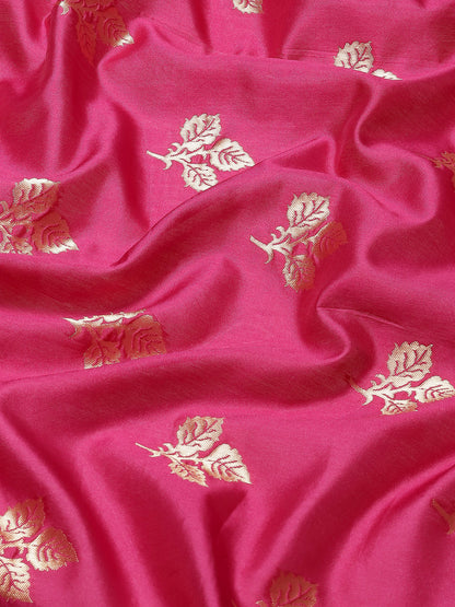 Women's Silk Blend Magenta Woven Design Celebrity Saree With Blouse Piece