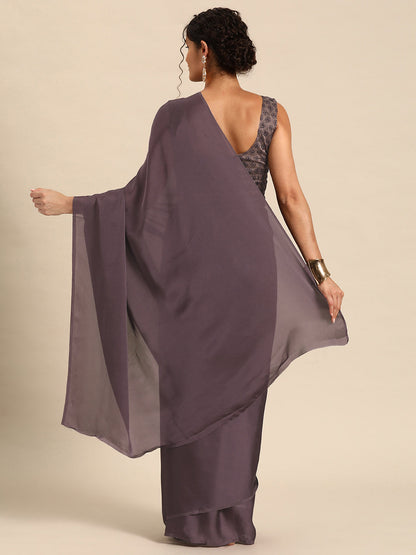 Dhiyona GR Women's Aahana Faded Purple Satin Saree