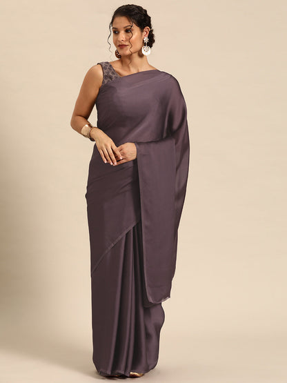 Dhiyona GR Women's Aahana Faded Purple Satin Saree
