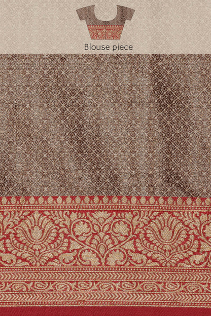 Dhiyona GR Women's Aarya Latte Beige Zari Woven Design Banarasi Pure Cotton Saree