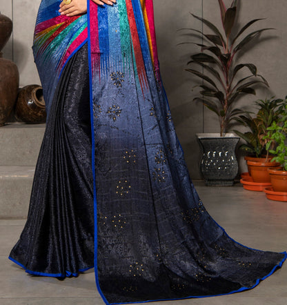 Dhiyona GR Women's Aastha Multicolour Silk Blend Digital Print Saree
