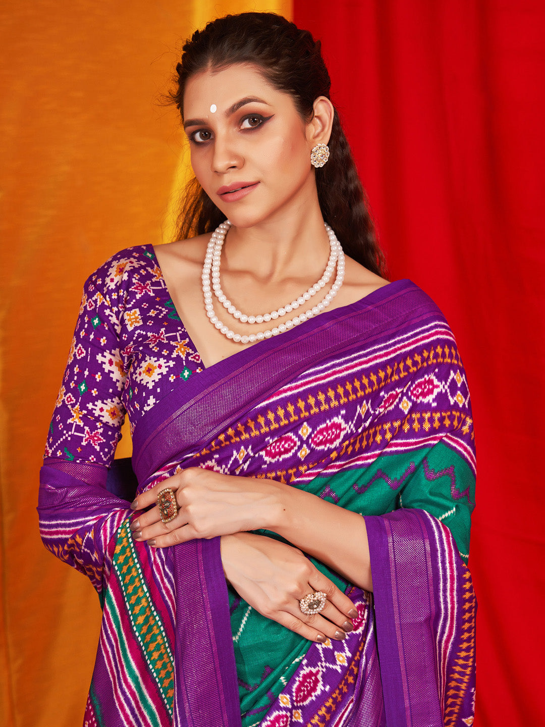 Women's Tussar Silk Purple Printed Designer Saree With Blouse Piece