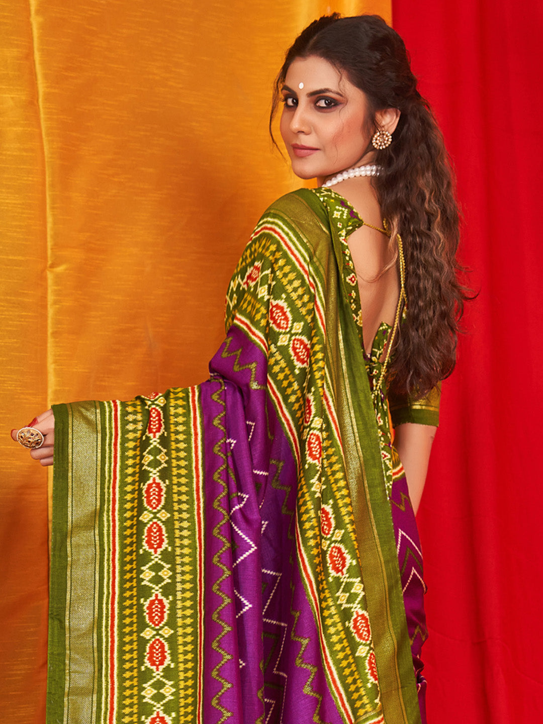Women's Tussar Silk Olive Printed Designer Saree With Blouse Piece