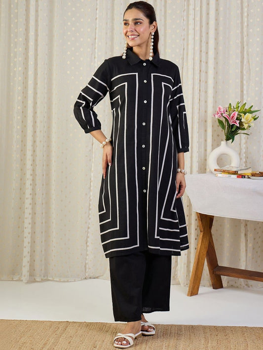 Dhiyona IE Striped Top With Trouser Co-Ords