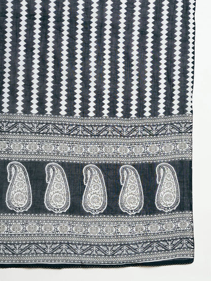 Dhiyona IE Women Ethnic Motifs Printed Thread Work Pure Cotton Kurta with Trousers & Dupatta