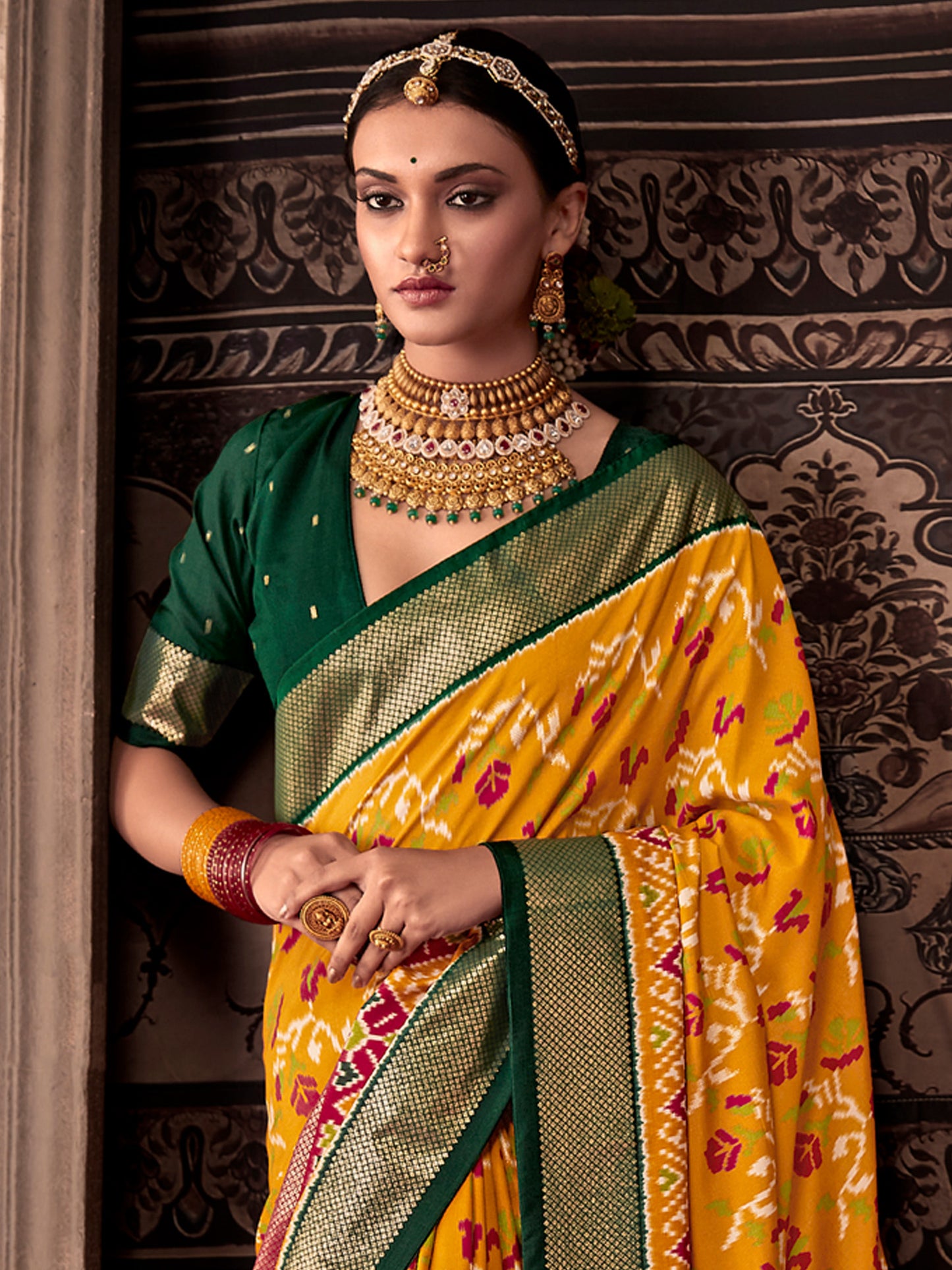 Women's Tussar Silk Yellow Printed Designer Saree With Blouse Piece