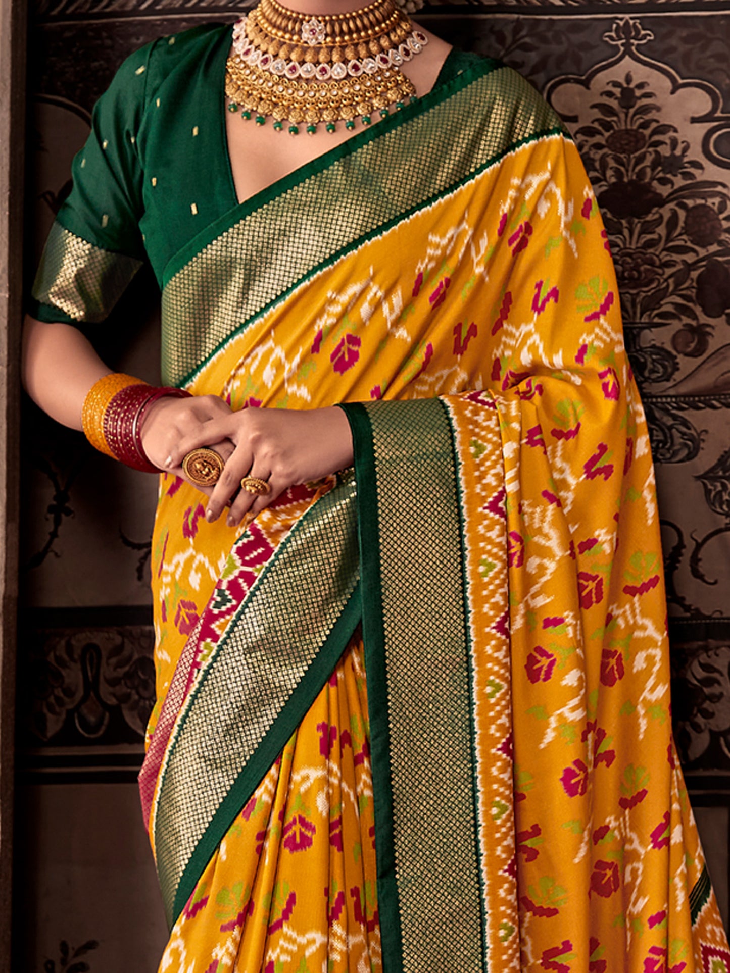 Women's Tussar Silk Yellow Printed Designer Saree With Blouse Piece